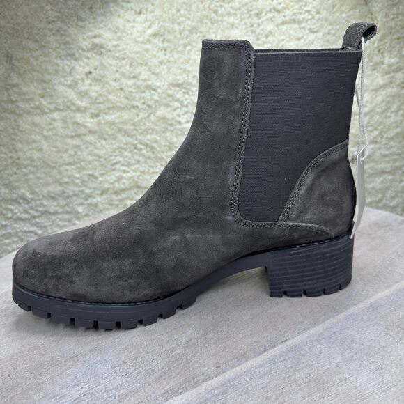 Joie Womens Size 9 Chelsea Army Boots Green Pull On Suede Lug Ankle Boots New - Picture 4 of 13